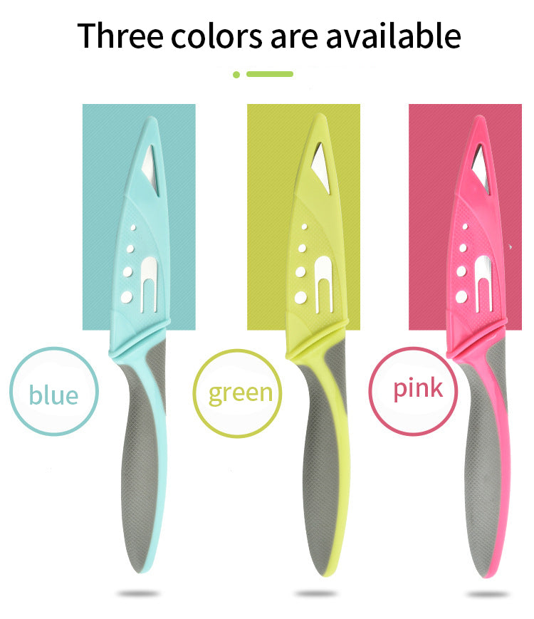 Colorful Paring Knife Set With Sheath, Fruit Knife Set with Colored Handle, Sharp 3.5'' Paring Knives with Cover