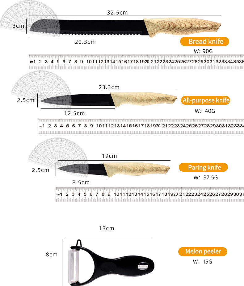 Kitchen Knife set with Gift Box Stainless Steel 6pcs black Chef Knife Set with Peeler Sharp Knives Set Kitchen Cooking