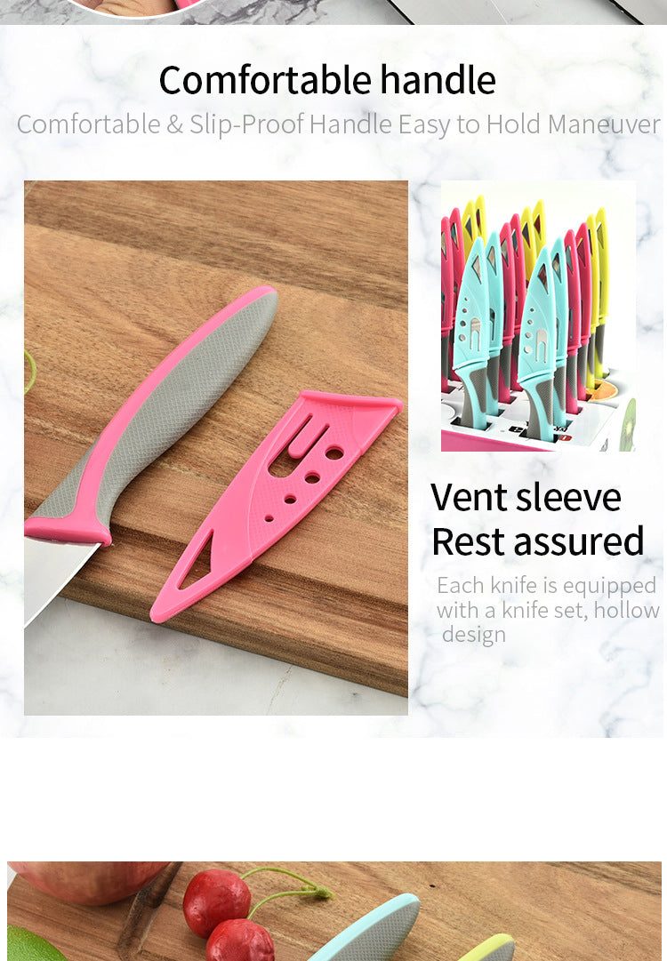 Colorful Paring Knife Set With Sheath, Fruit Knife Set with Colored Handle, Sharp 3.5'' Paring Knives with Cover