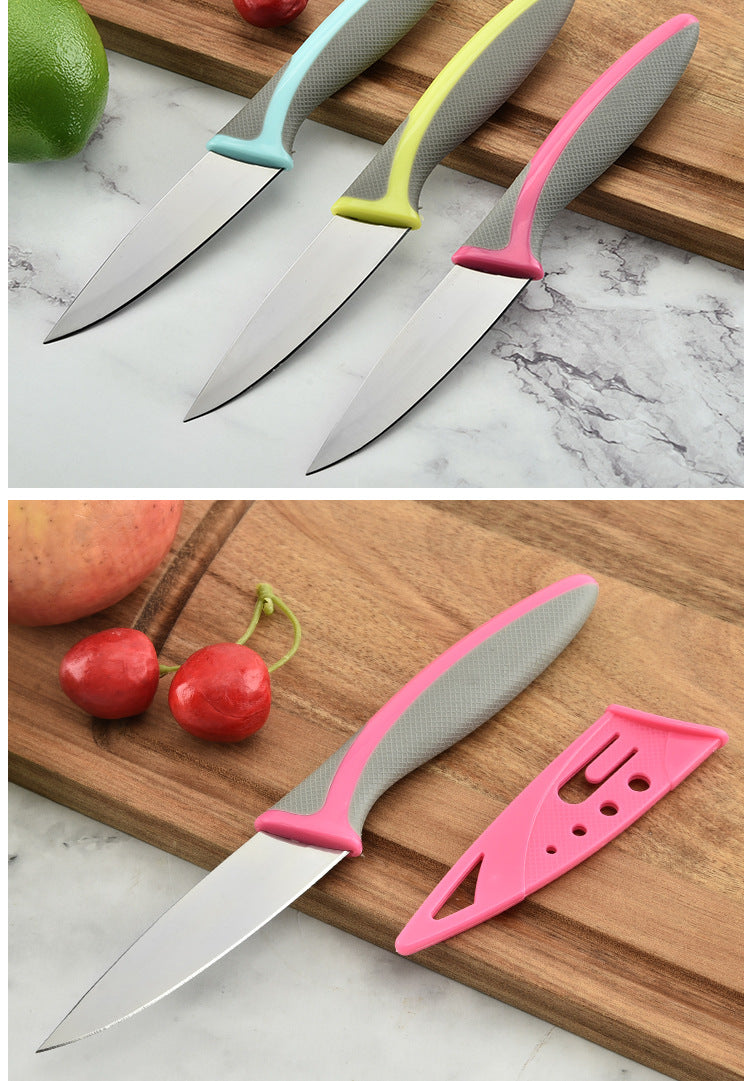 Colorful Paring Knife Set With Sheath, Fruit Knife Set with Colored Handle, Sharp 3.5'' Paring Knives with Cover