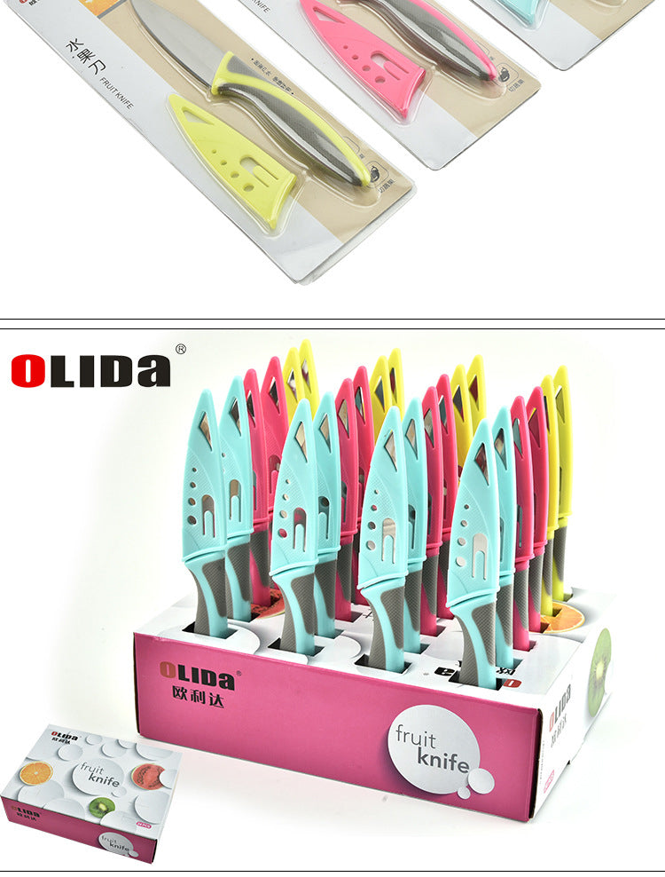Colorful Paring Knife Set With Sheath, Fruit Knife Set with Colored Handle, Sharp 3.5'' Paring Knives with Cover
