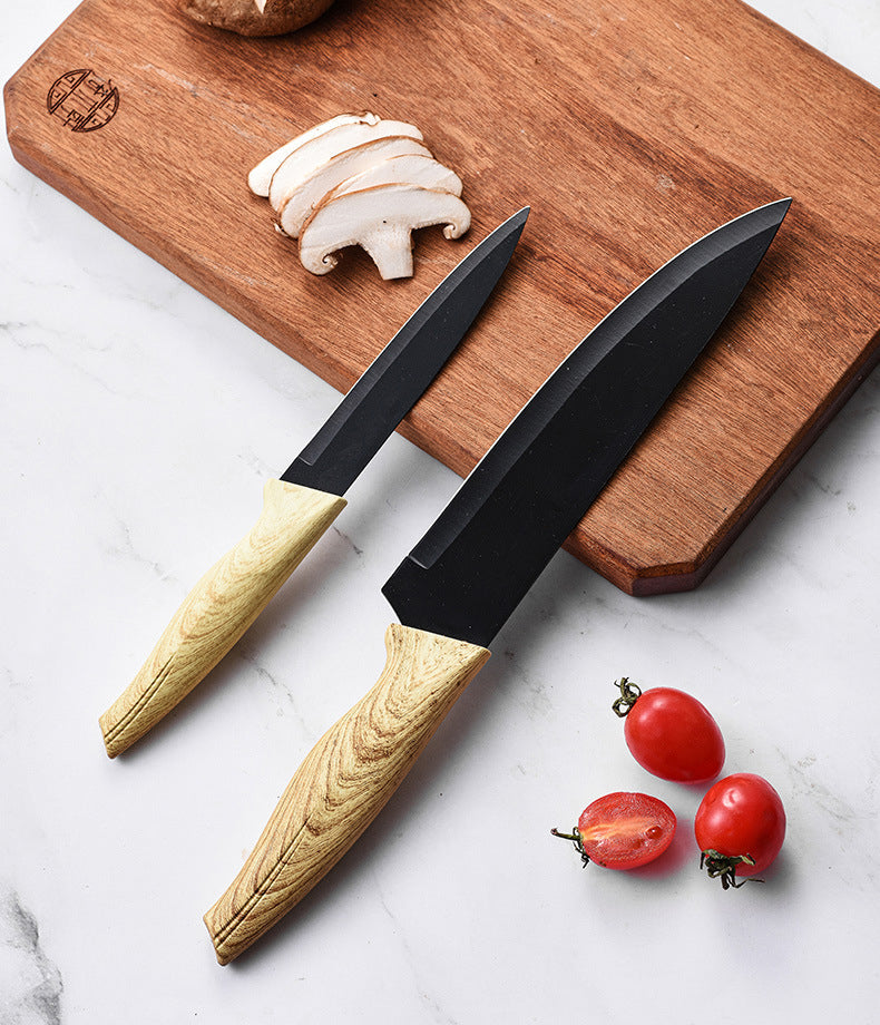 Kitchen Knife set with Gift Box Stainless Steel 6pcs black Chef Knife Set with Peeler Sharp Knives Set Kitchen Cooking
