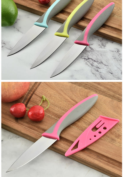 Colorful Paring Knife Set With Sheath, Fruit Knife Set with Colored Handle, Sharp 3.5'' Paring Knives with Cover
